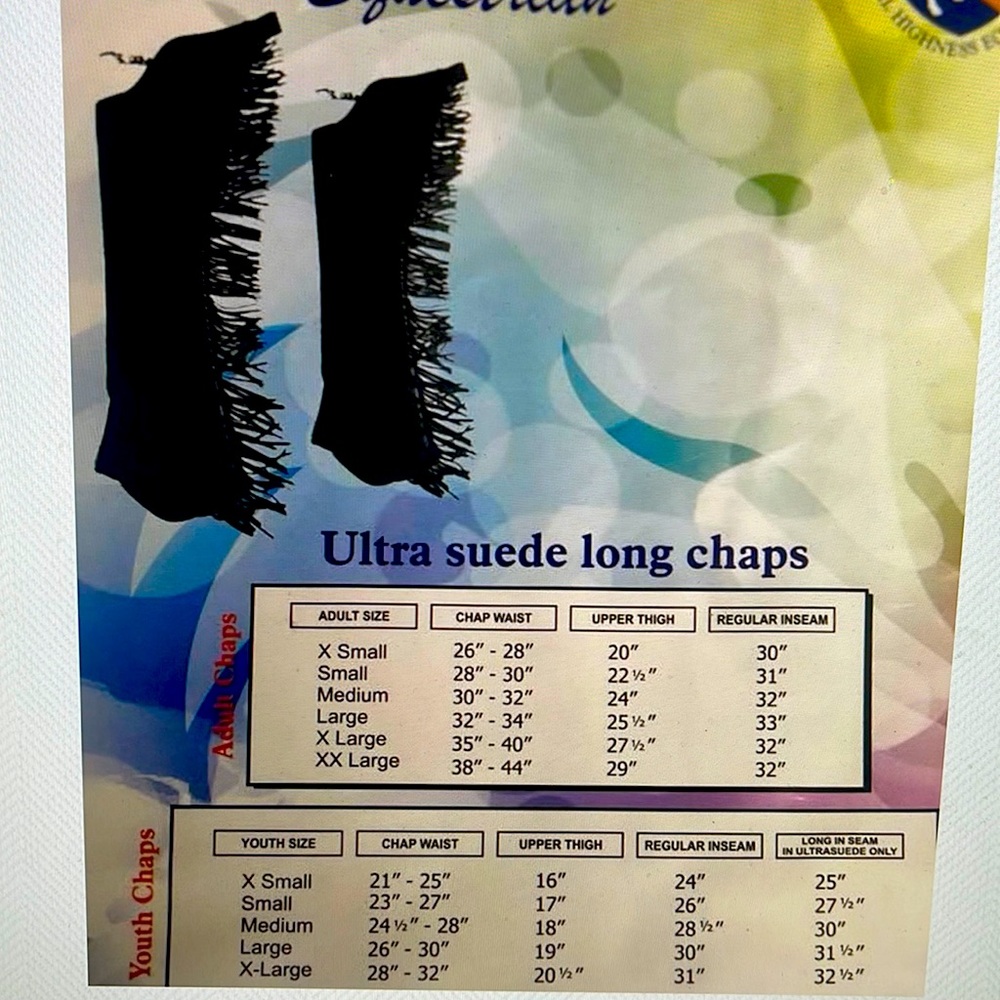 Youth western chaps horse show youth medium